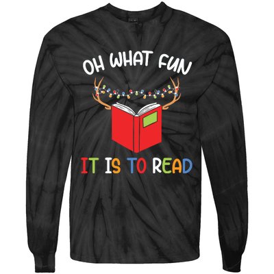 Librarian Christmas Oh What Fun Books Gift Funny Xmas Holiday Tie-Dye Long Sleeve Shirt