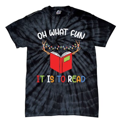 Librarian Christmas Oh What Fun Books Gift Funny Xmas Holiday Tie-Dye T-Shirt