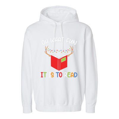 Librarian Christmas Oh What Fun Books Gift Funny Xmas Holiday Garment-Dyed Fleece Hoodie