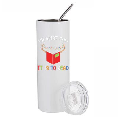 Librarian Christmas Oh What Fun Books Gift Funny Xmas Holiday Stainless Steel Tumbler