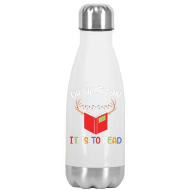 Librarian Christmas Oh What Fun Books Gift Funny Xmas Holiday Stainless Steel Insulated Water Bottle