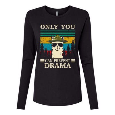 Llama Camping Only You Can Prevent Drama Gifts Men Women Womens Cotton Relaxed Long Sleeve T-Shirt