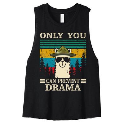 Llama Camping Only You Can Prevent Drama Gifts Men Women Women's Racerback Cropped Tank