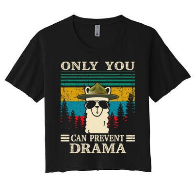 Llama Camping Only You Can Prevent Drama Gifts Men Women Women's Crop Top Tee