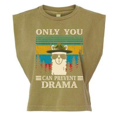 Llama Camping Only You Can Prevent Drama Gifts Men Women Garment-Dyed Women's Muscle Tee