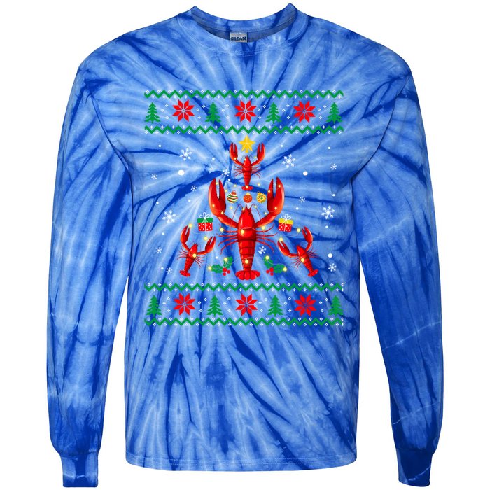 Lobster Christmas Ornat Tree Funny Xmas Gift Ugly Sweater Cool Gift Tie-Dye Long Sleeve Shirt