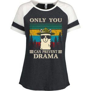 Llama Camping Only You Can Prevent Drama Gifts Men Women Enza Ladies Jersey Colorblock Tee