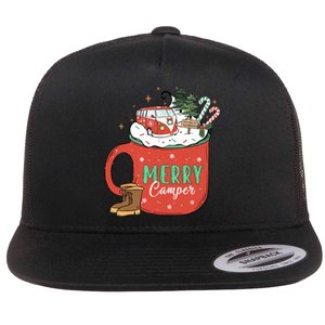 Love Camping On Christmas Morning Xmas Gift Flat Bill Trucker Hat