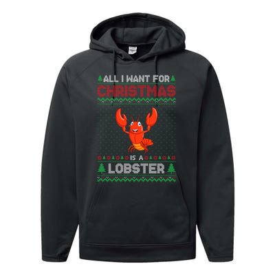 Lobster Christmas Outfits For Women Ugly Xmas Sweater Long Sleeve Performance Fleece Hoodie