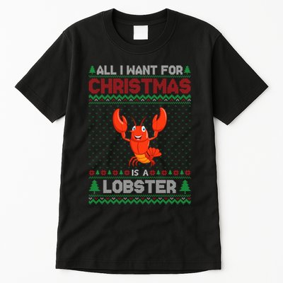 Lobster Christmas Outfits For Women Ugly Xmas Sweater Long Sleeve Tall T-Shirt