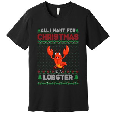 Lobster Christmas Outfits For Women Ugly Xmas Sweater Long Sleeve Premium T-Shirt