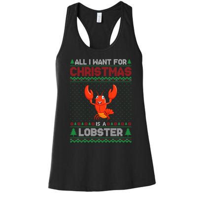 Lobster Christmas Outfits For Women Ugly Xmas Sweater Long Sleeve Women's Racerback Tank