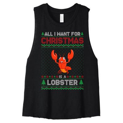 Lobster Christmas Outfits For Women Ugly Xmas Sweater Long Sleeve Women's Racerback Cropped Tank