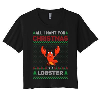 Lobster Christmas Outfits For Women Ugly Xmas Sweater Long Sleeve Women's Crop Top Tee