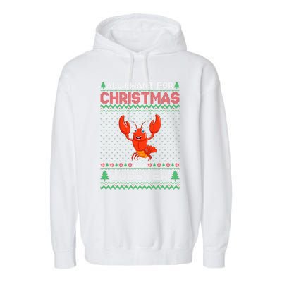 Lobster Christmas Outfits For Women Ugly Xmas Sweater Long Sleeve Garment-Dyed Fleece Hoodie