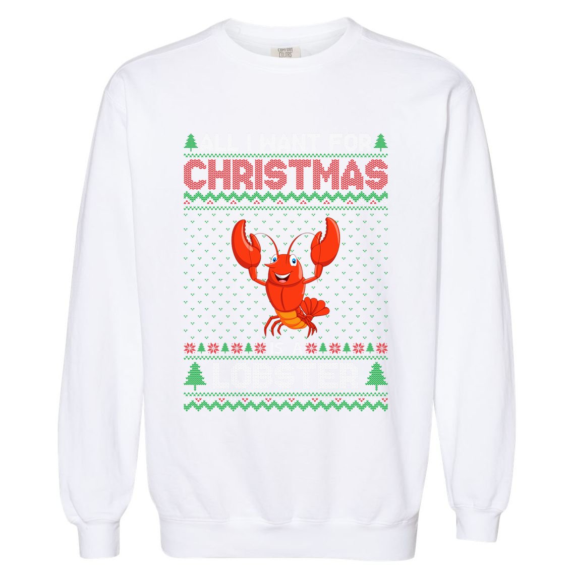 Lobster Christmas Outfits For Women Ugly Xmas Sweater Long Sleeve Garment-Dyed Sweatshirt