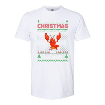 Lobster Christmas Outfits For Women Ugly Xmas Sweater Long Sleeve Softstyle CVC T-Shirt