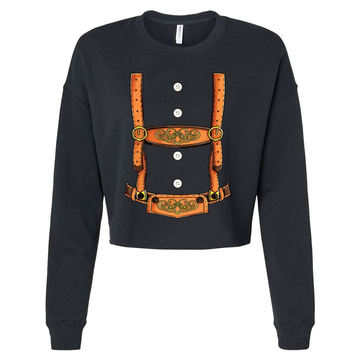 Lederhosen Costume Oktoberfest German Beer Fest Cropped Pullover Crew