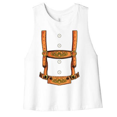 Lederhosen Costume Oktoberfest German Beer Fest Women's Racerback Cropped Tank