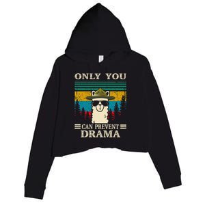 Llama Camping Only You Can Prevent Drama Gifts Men Women Crop Fleece Hoodie