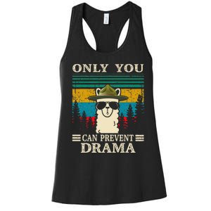 Llama Camping Only You Can Prevent Drama Gifts Men Women Women's Racerback Tank