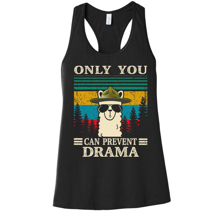 Llama Camping Only You Can Prevent Drama Gifts Men Women Women's Racerback Tank