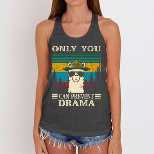 Llama Camping Only You Can Prevent Drama Gifts Men Women Women's Knotted Racerback Tank