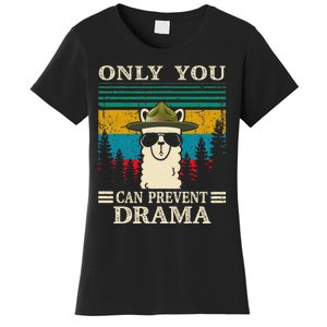 Llama Camping Only You Can Prevent Drama Gifts Men Women Women's T-Shirt