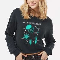 Life Cycle Of A Jellyfish Cropped Pullover Crew