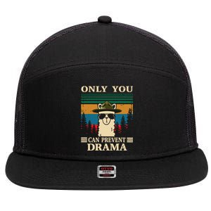 Llama Camping Only You Can Prevent Drama Gifts Men Women 7 Panel Mesh Trucker Snapback Hat