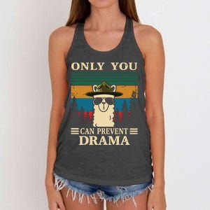 Llama Camping Only You Can Prevent Drama Gifts Men Women Women's Knotted Racerback Tank