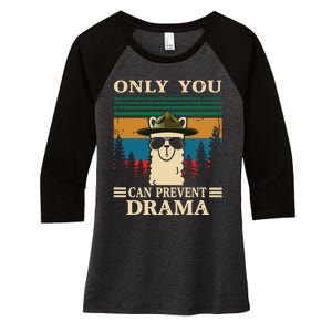 Llama Camping Only You Can Prevent Drama Gifts Men Women Women's Tri-Blend 3/4-Sleeve Raglan Shirt