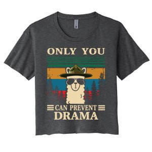 Llama Camping Only You Can Prevent Drama Gifts Men Women Women's Crop Top Tee