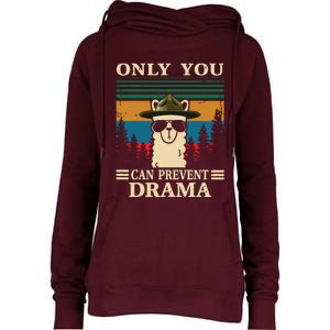 Llama Camping Only You Can Prevent Drama Gifts Men Women Womens Funnel Neck Pullover Hood