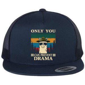 Llama Camping Only You Can Prevent Drama Gifts Men Women Flat Bill Trucker Hat