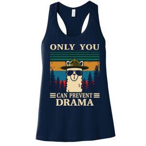 Llama Camping Only You Can Prevent Drama Gifts Men Women Women's Racerback Tank