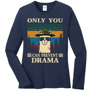 Llama Camping Only You Can Prevent Drama Gifts Men Women Ladies Long Sleeve Shirt