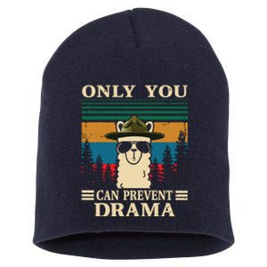 Llama Camping Only You Can Prevent Drama Gifts Men Women Short Acrylic Beanie