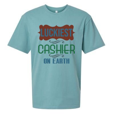 Luckiest Cashier On Earth Profession Career Worker Working Q Gift Sueded Cloud Jersey T-Shirt