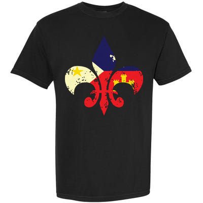 Louisiana Cajun Proud Acadiana Flag Distressed Fleur Garment-Dyed Heavyweight T-Shirt