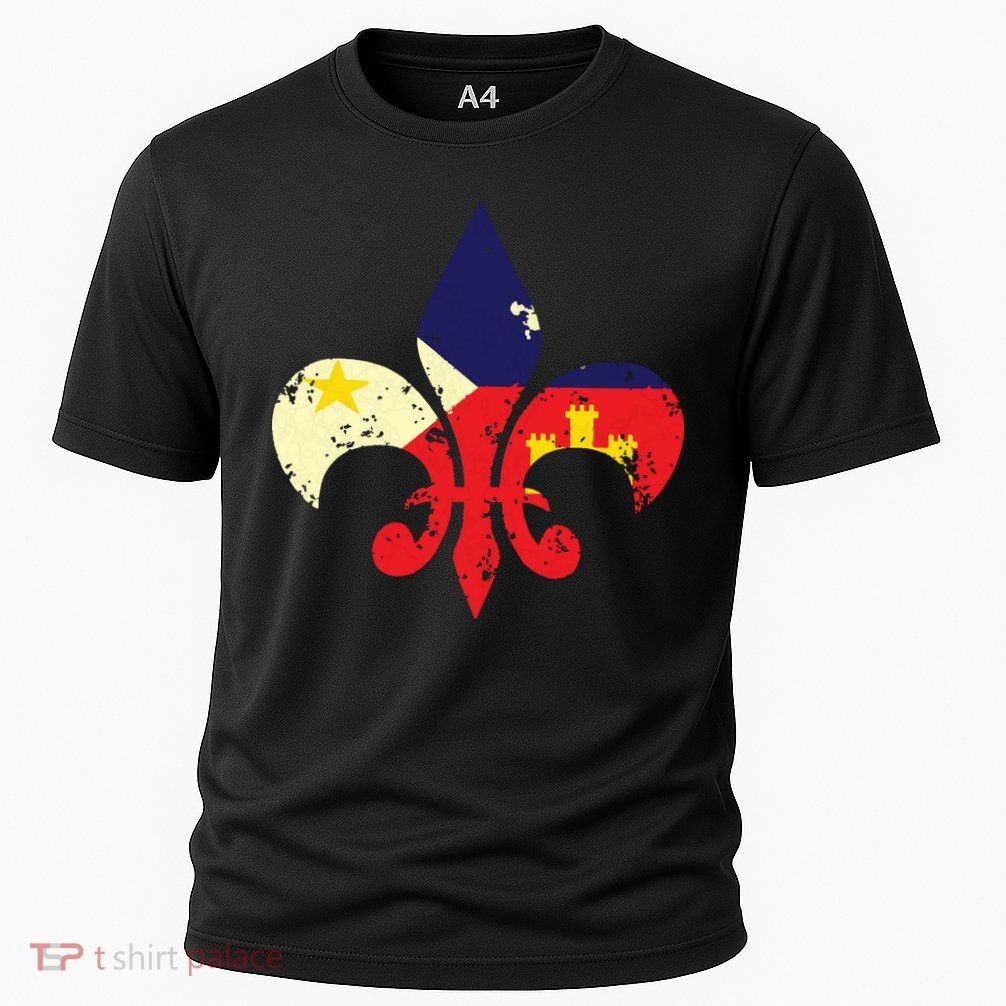 Louisiana Cajun Proud Acadiana Flag Distressed Fleur Performance Shirt