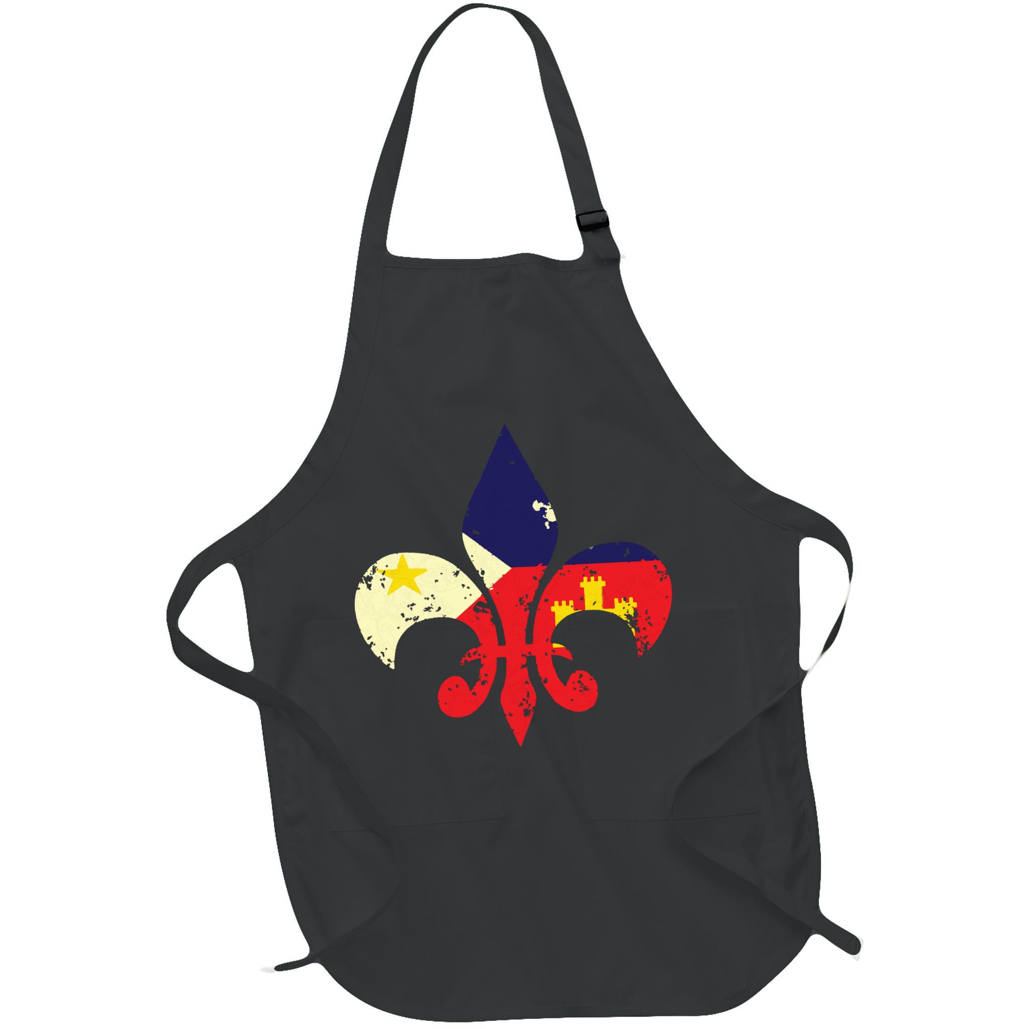 Louisiana Cajun Proud Acadiana Flag Distressed Fleur Apron