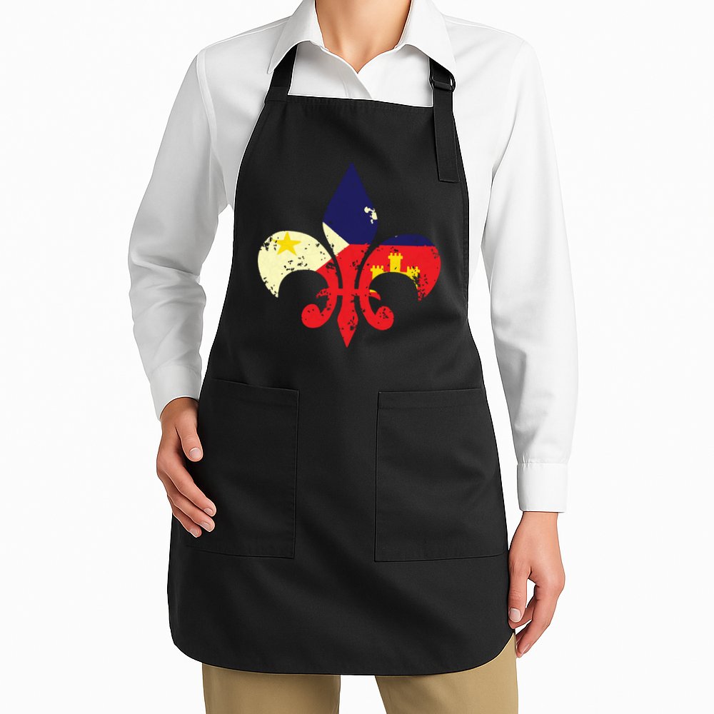 Louisiana Cajun Proud Acadiana Flag Distressed Fleur Apron