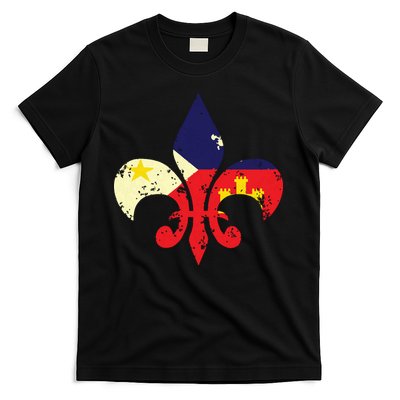 Louisiana Cajun Proud Acadiana Flag Distressed Fleur T-Shirt