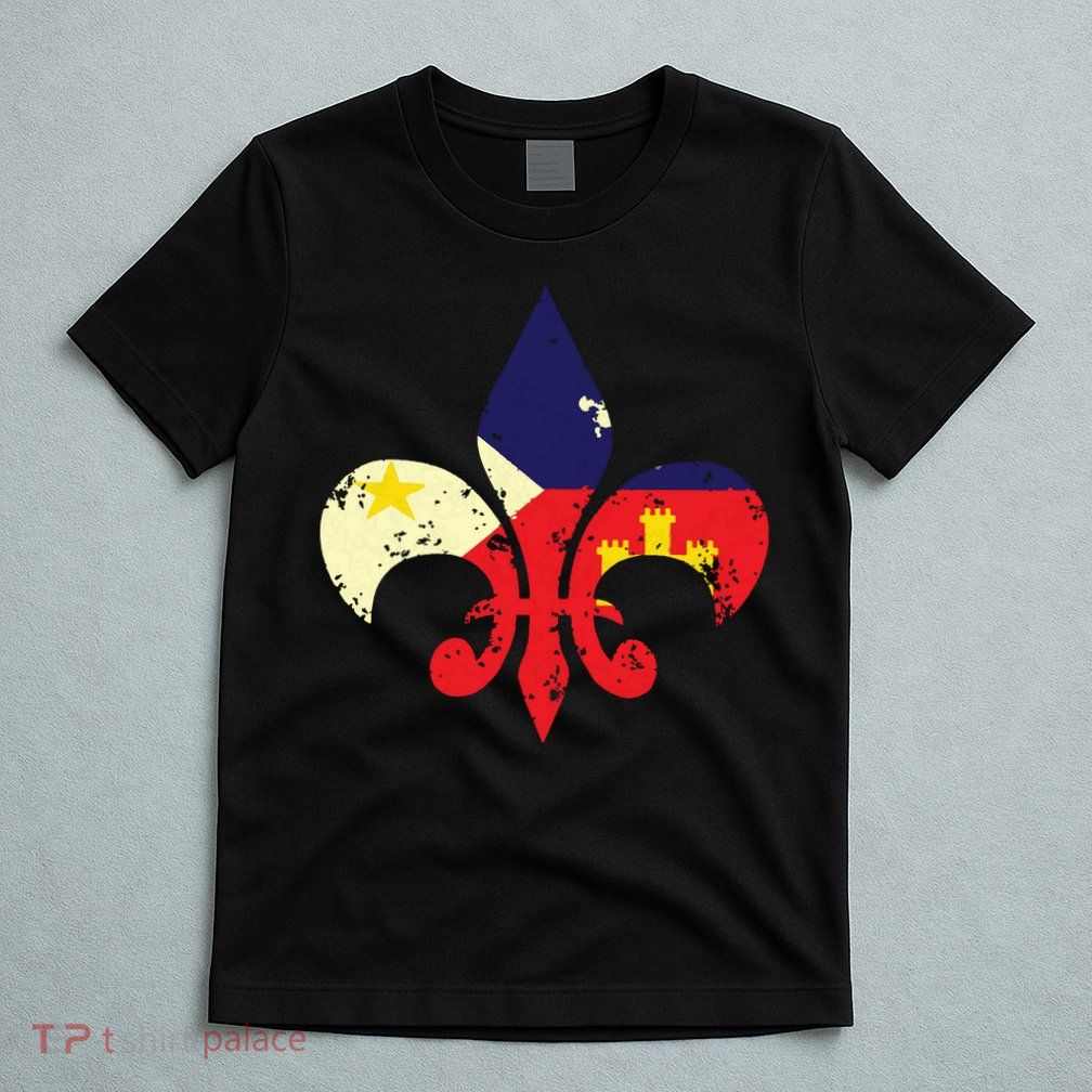 Louisiana Cajun Proud Acadiana Flag Distressed Fleur T-Shirt