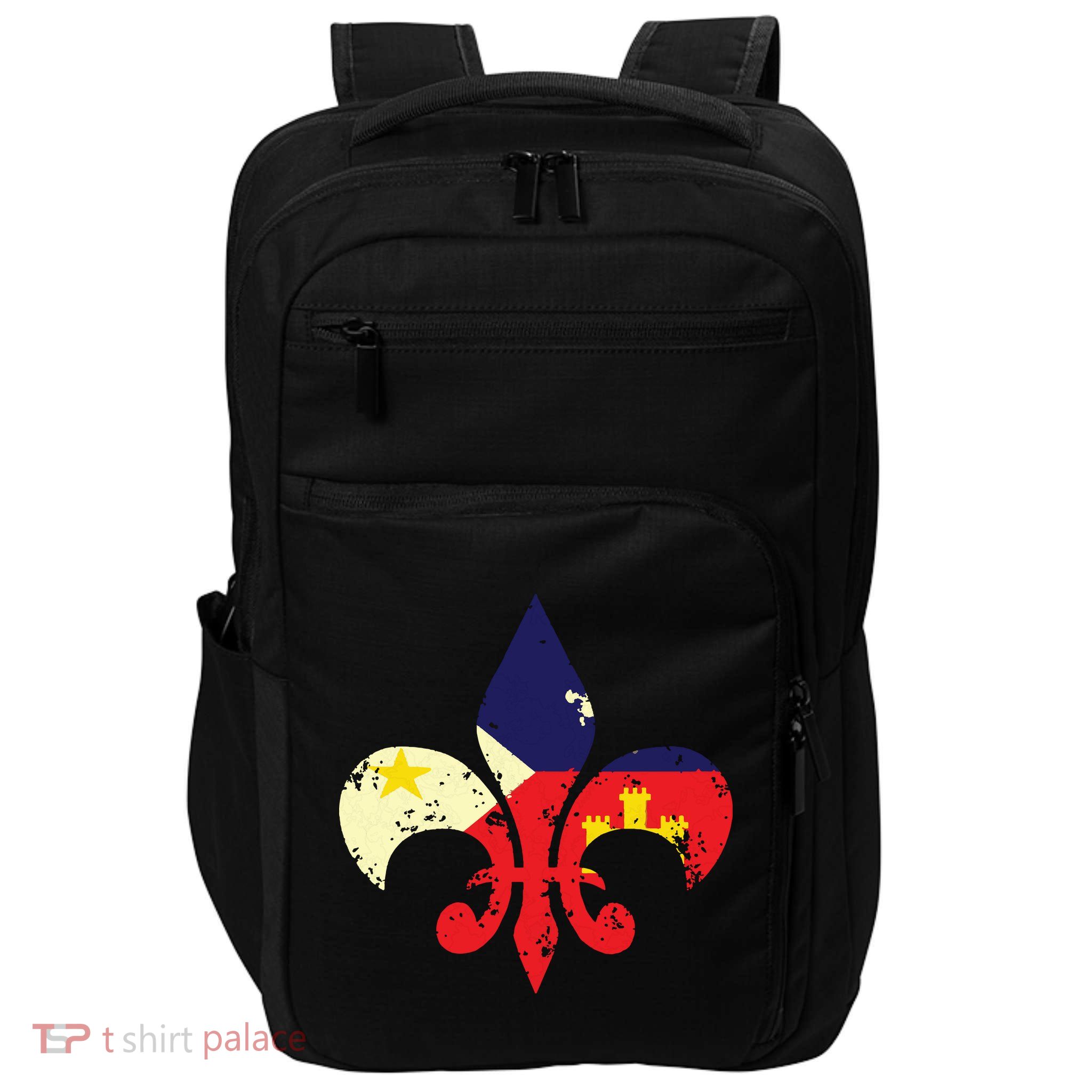 Louisiana Cajun Proud Acadiana Flag Distressed Fleur Impact Tech Backpack