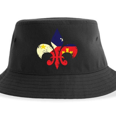 Louisiana Cajun Proud Acadiana Flag Distressed Fleur Sustainable Bucket Hat