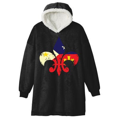 Louisiana Cajun Proud Acadiana Flag Distressed Fleur Hooded Wearable Blanket