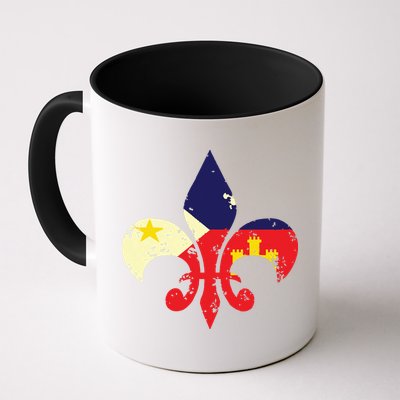 Louisiana Cajun Proud Acadiana Flag Distressed Fleur Mug