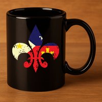 Louisiana Cajun Proud Acadiana Flag Distressed Fleur 11oz C Handle Ceramic Mug